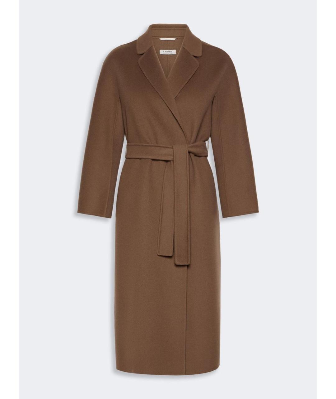 'S MAX MARA Коричневое шерстяное пальто, фото 3