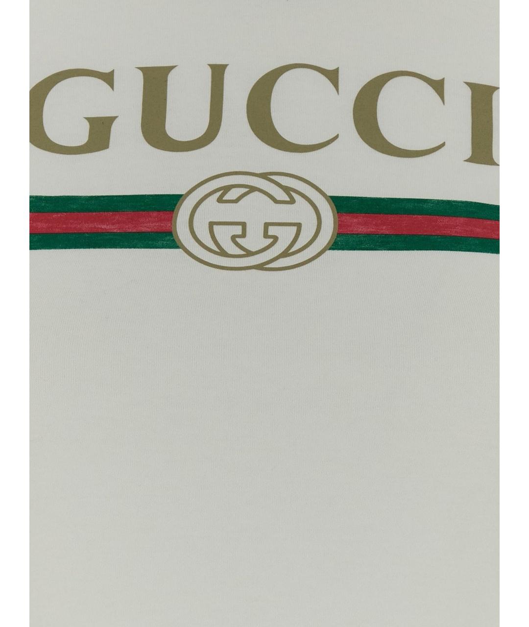 GUCCI Белая хлопковая футболка, фото 3