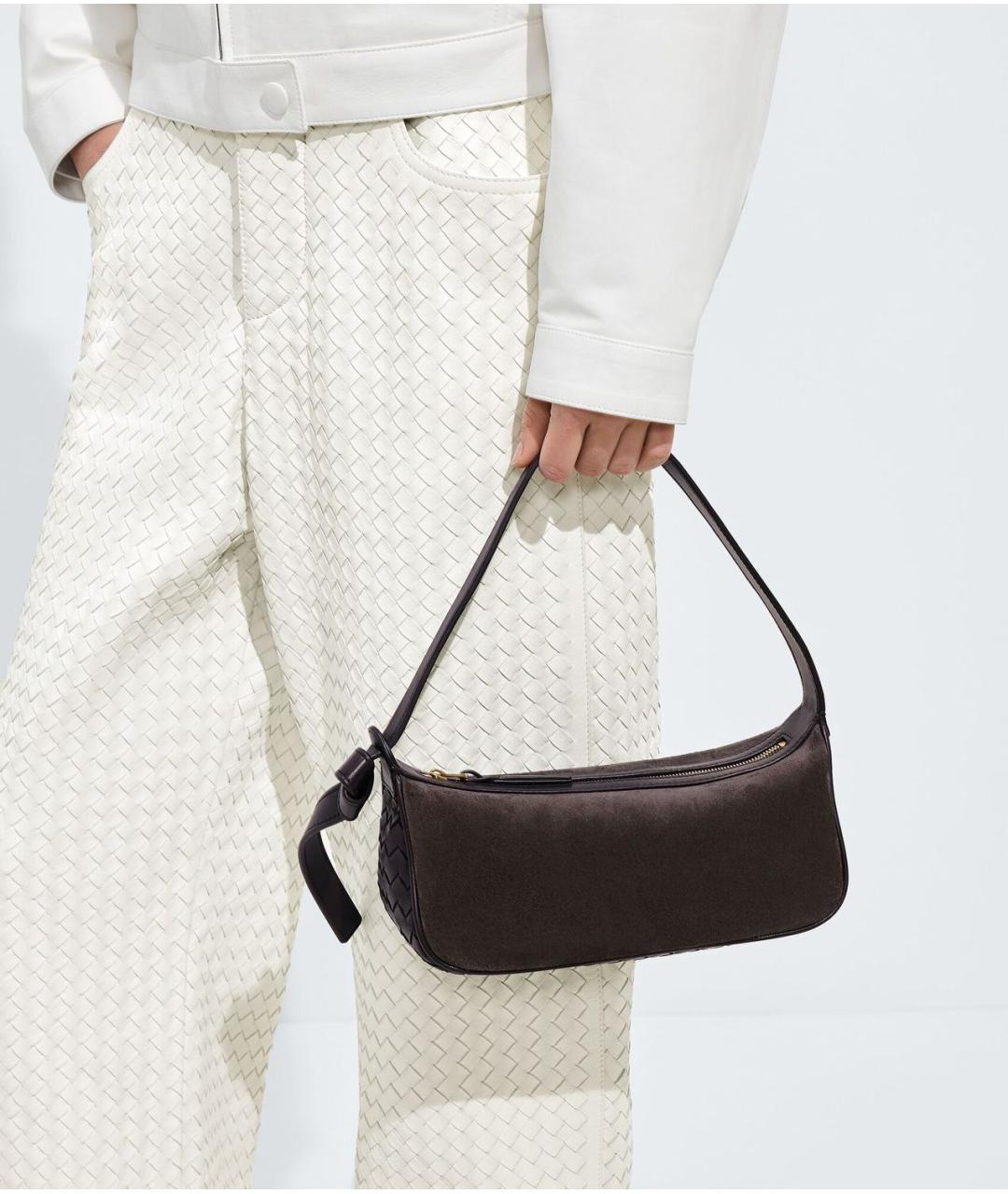 BOTTEGA VENETA Коричневая замшевая сумка через плечо, фото 3