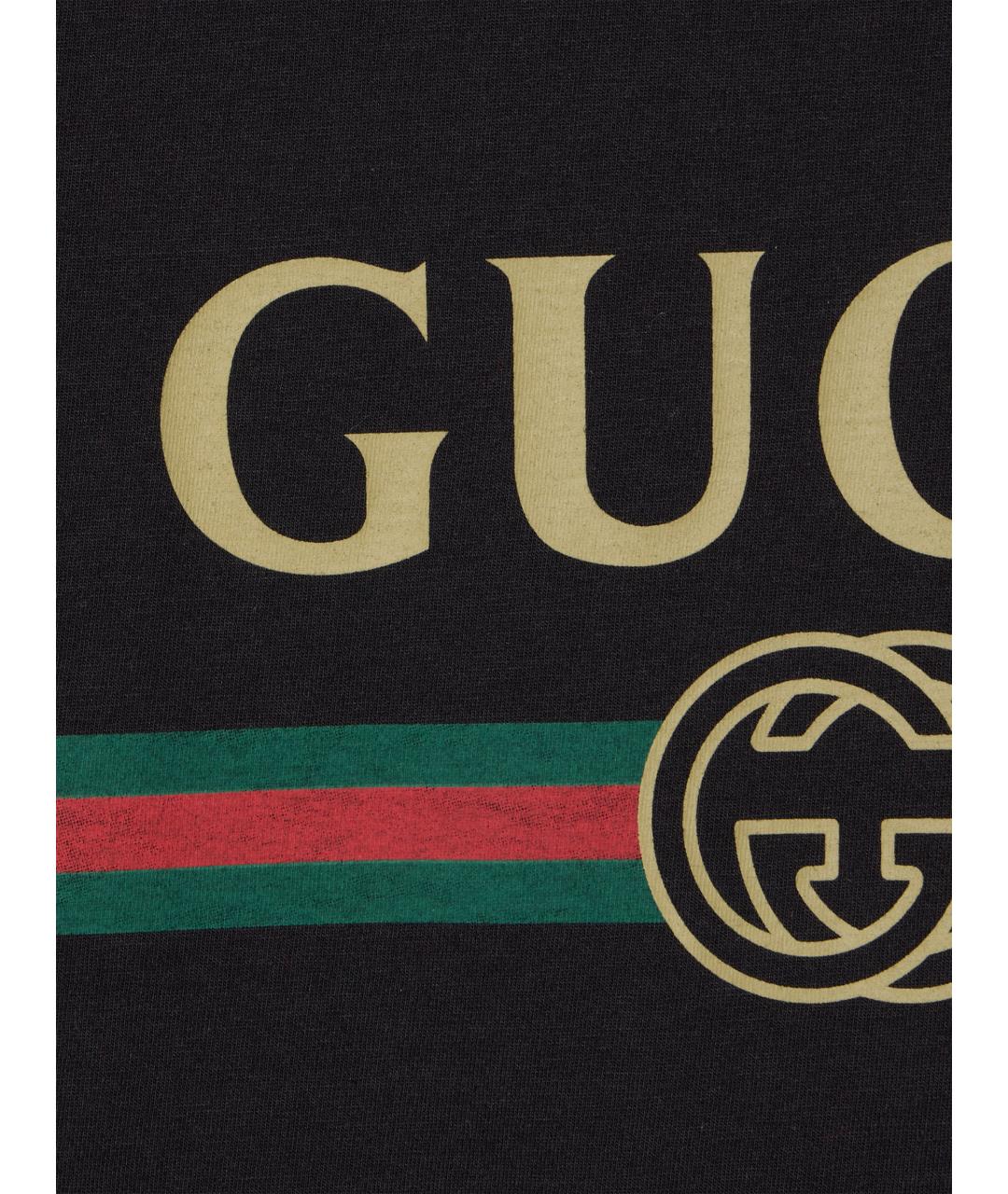 GUCCI Черная хлопковая футболка, фото 5