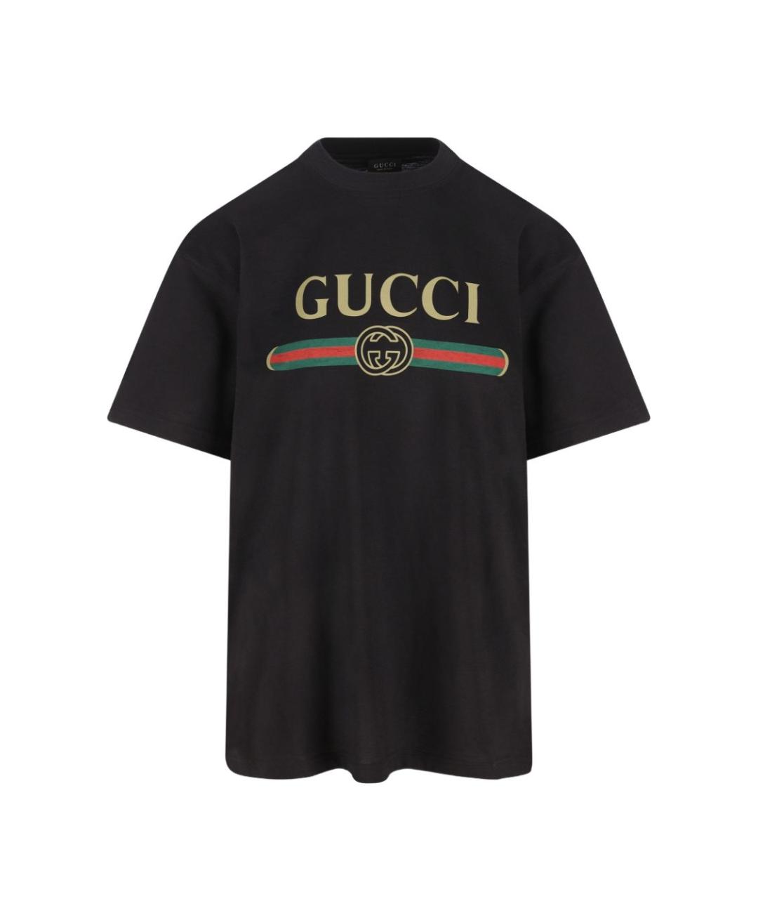 GUCCI Черная хлопковая футболка, фото 1