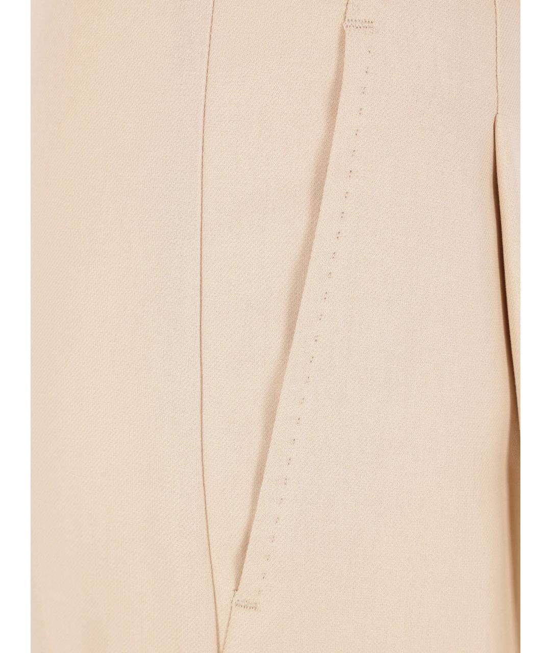 MAX MARA STUDIO Бежевые хлопковые прямые брюки, фото 3
