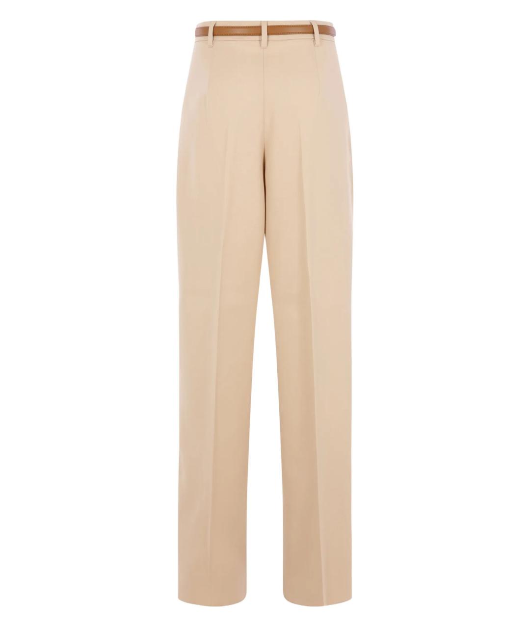 MAX MARA STUDIO Бежевые хлопковые прямые брюки, фото 2