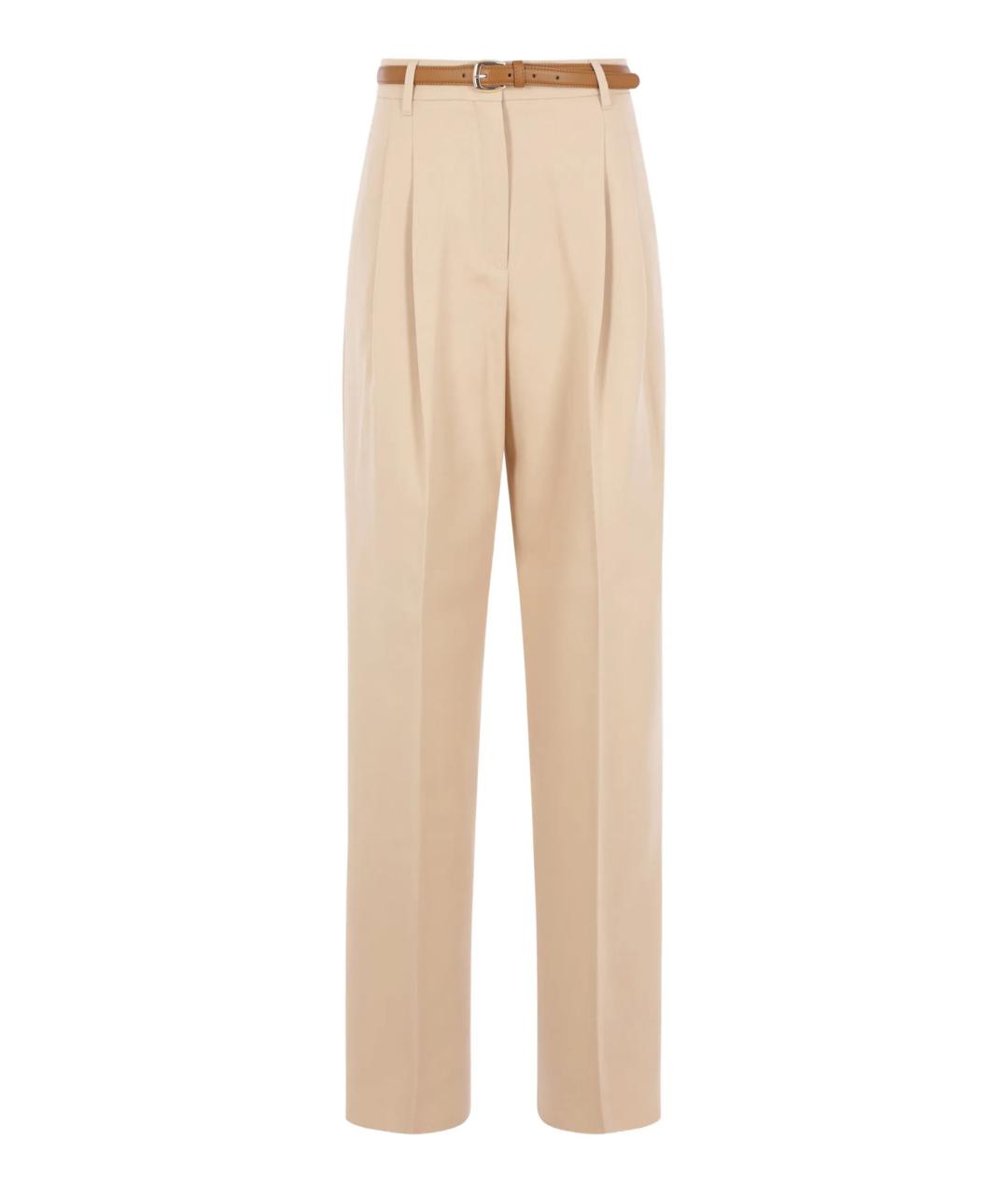 MAX MARA STUDIO Бежевые хлопковые прямые брюки, фото 1