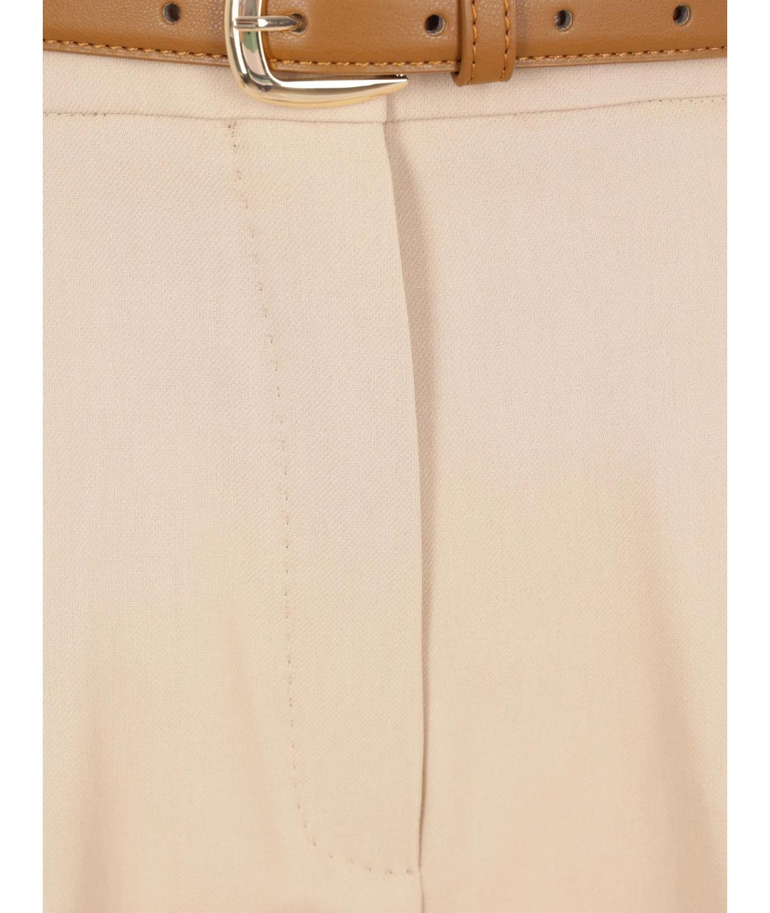 MAX MARA STUDIO Бежевые хлопковые прямые брюки, фото 4