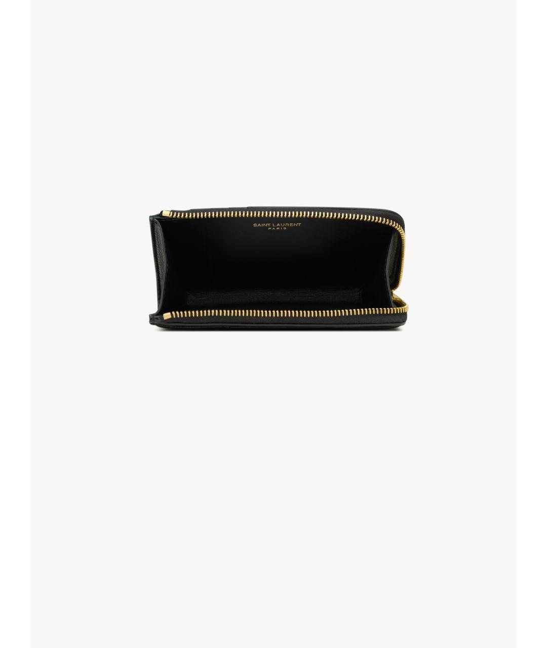 SAINT LAURENT Черный кожаный кардхолдер, фото 4
