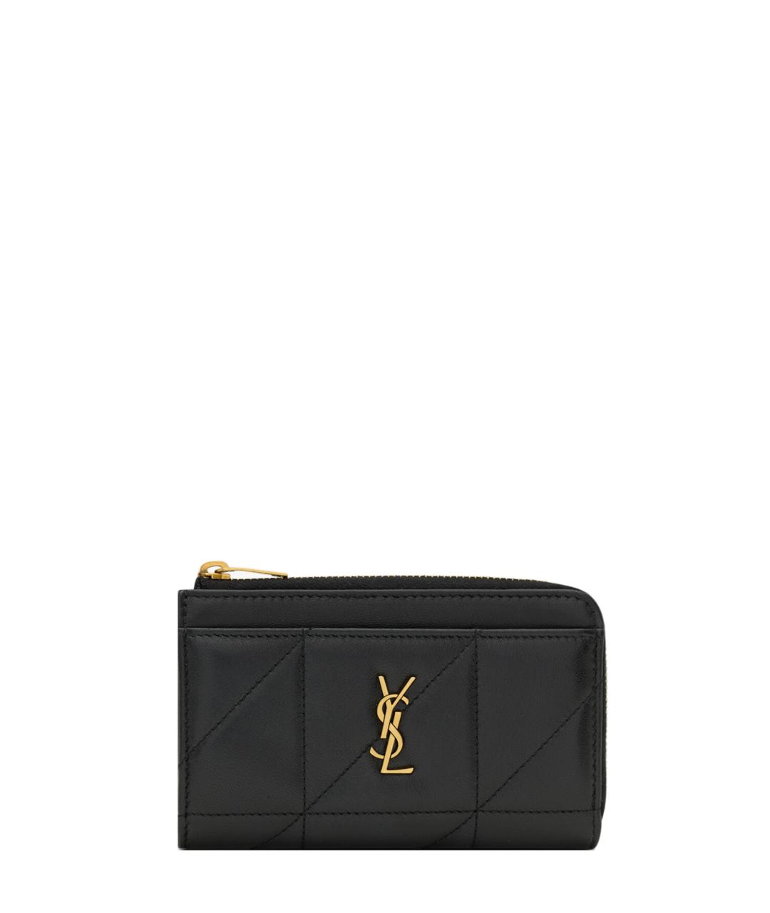 SAINT LAURENT Черный кожаный кардхолдер, фото 1