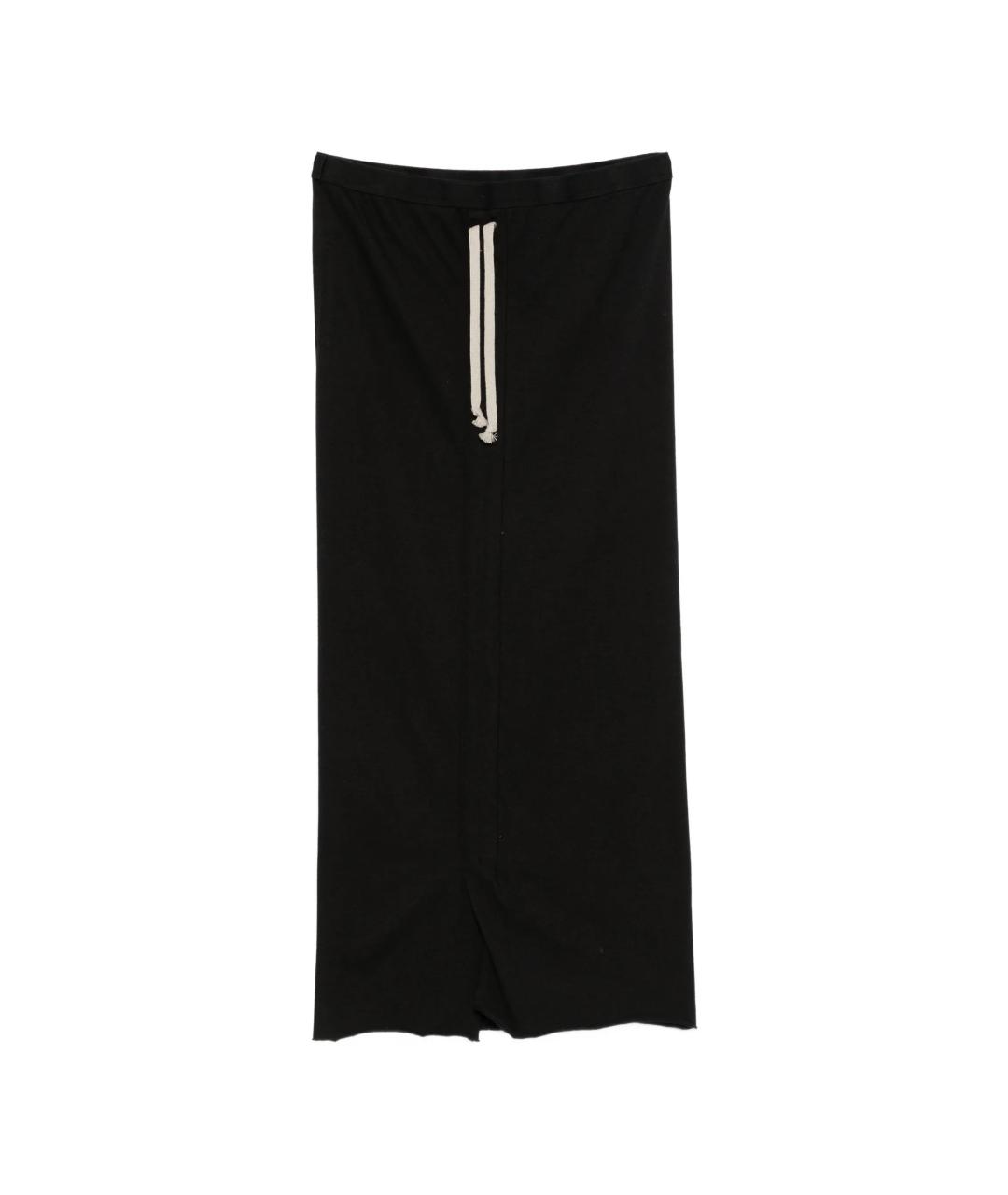 RICK OWENS Черная хлопковая юбка миди, фото 1