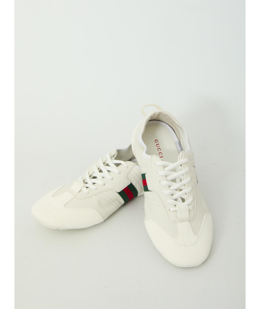 GUCCI Белые кожаные кроссовки, фото 5