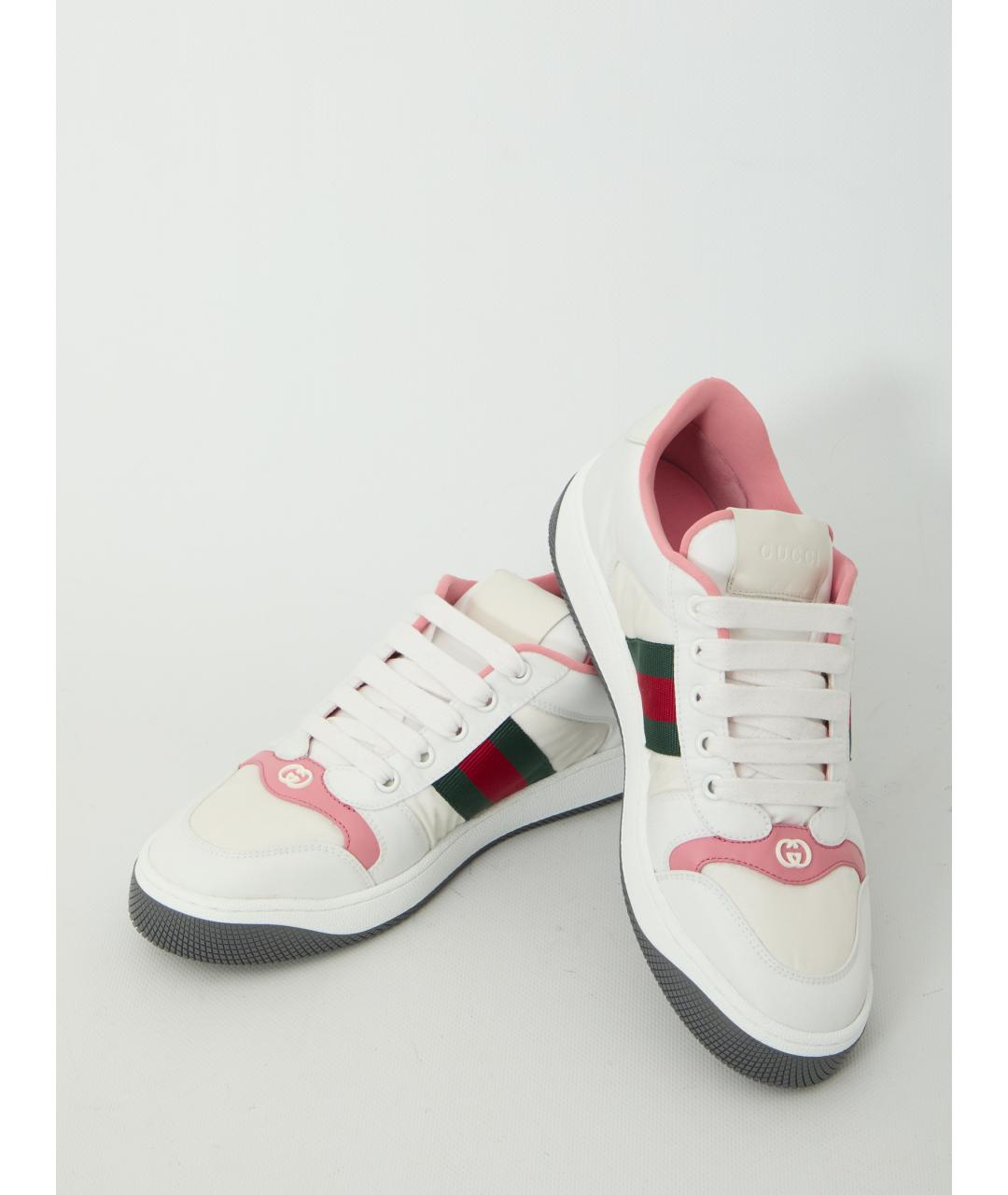 GUCCI Белые кожаные кроссовки, фото 5