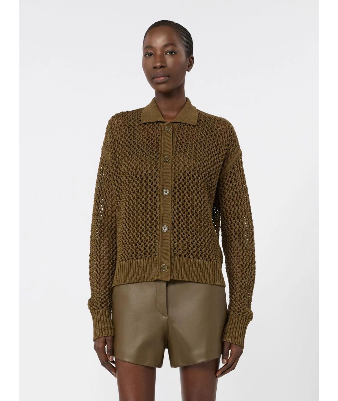 MAX MARA Зеленый хлопковый кардиган, фото 3