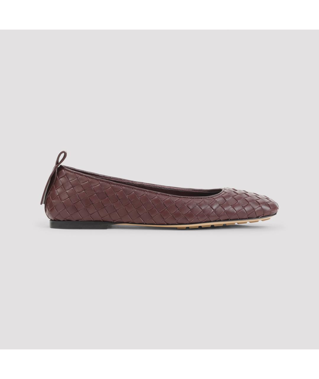 BOTTEGA VENETA Бордовые кожаные балетки, фото 2