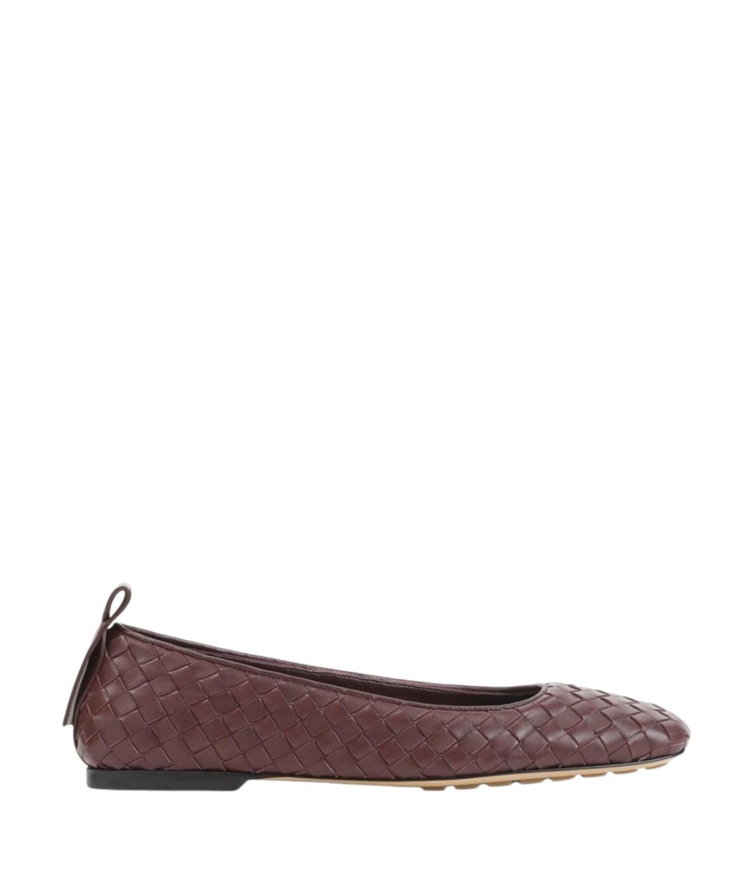 BOTTEGA VENETA Бордовые кожаные балетки, фото 1