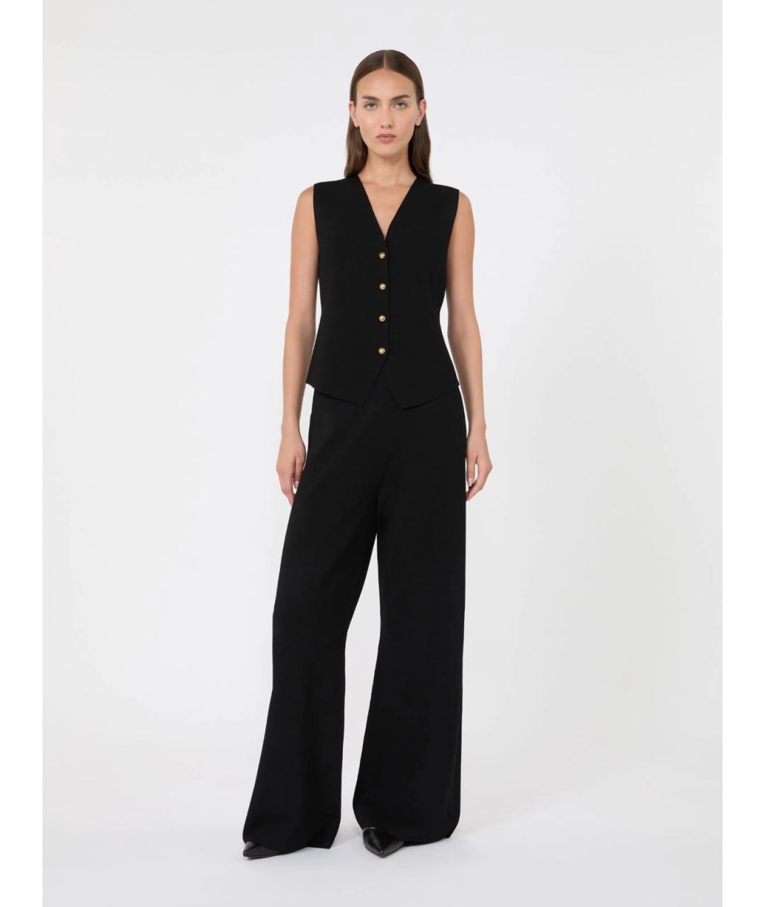 MAX MARA Черные вискозные прямые брюки, фото 2