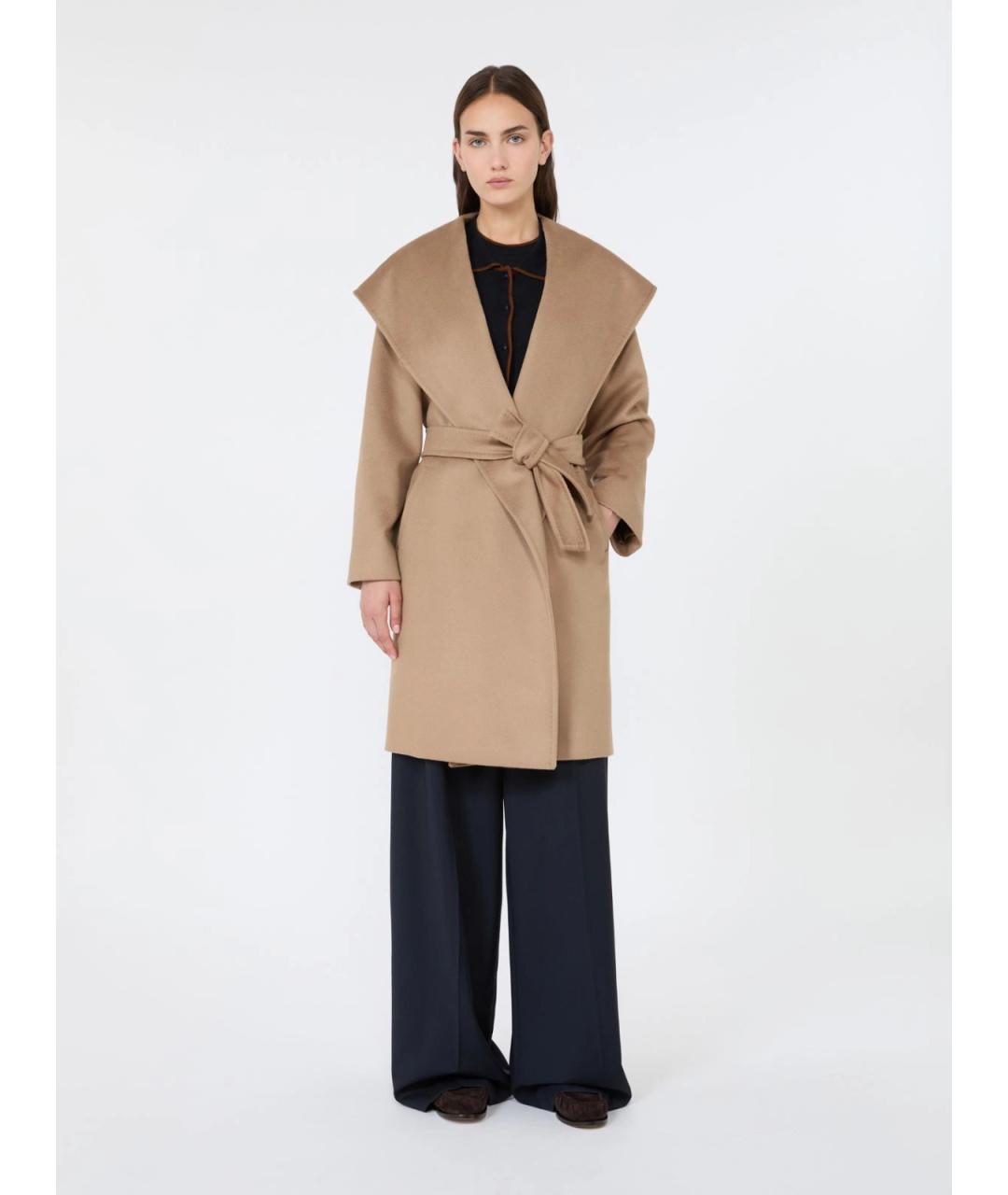 MAX MARA STUDIO Бежевое шерстяное пальто, фото 5