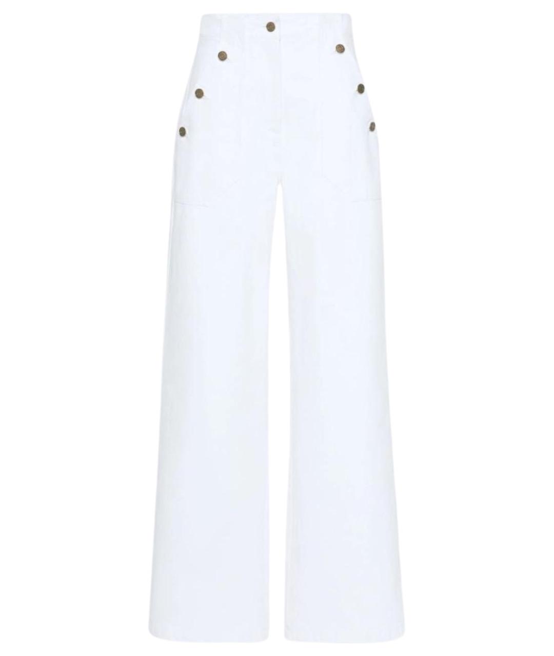 MAX MARA Белые хлопковые прямые брюки, фото 1