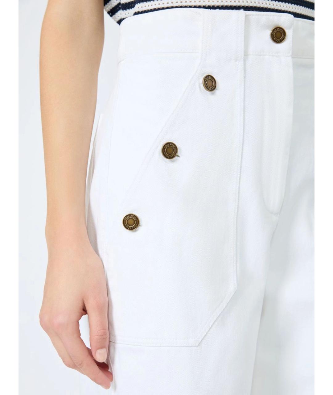 MAX MARA Белые хлопковые прямые брюки, фото 5