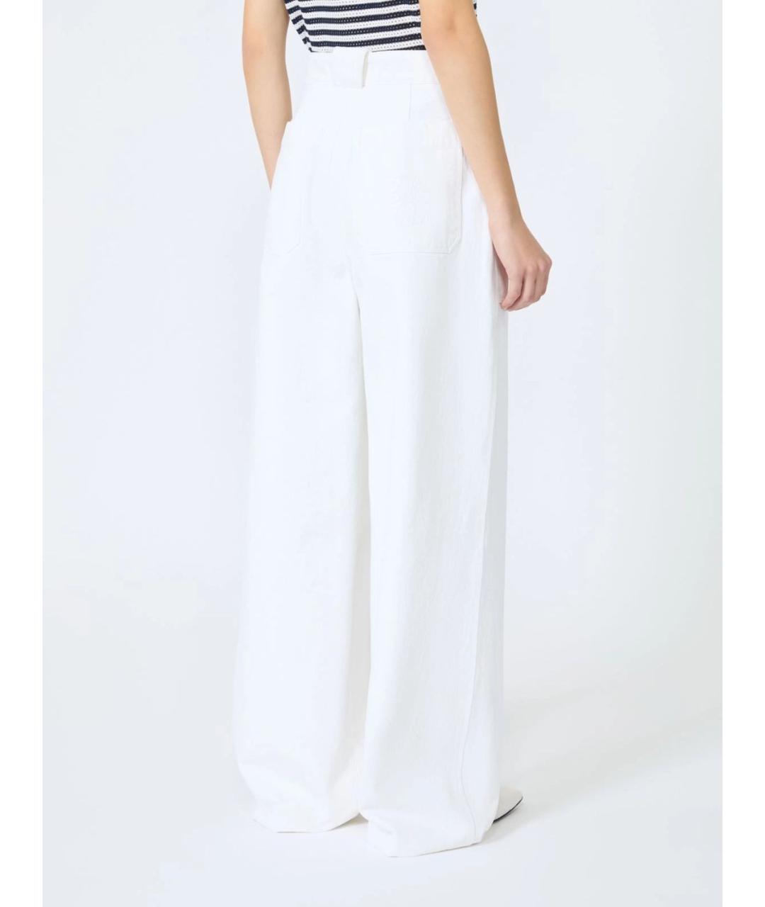 MAX MARA Белые хлопковые прямые брюки, фото 4