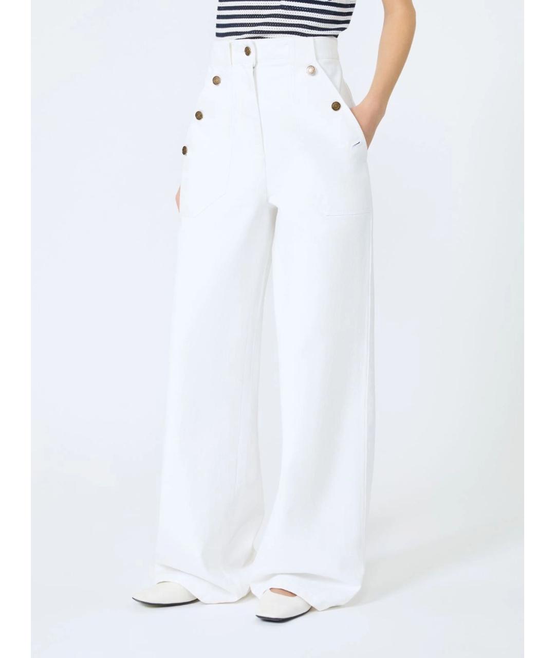 MAX MARA Белые хлопковые прямые брюки, фото 3