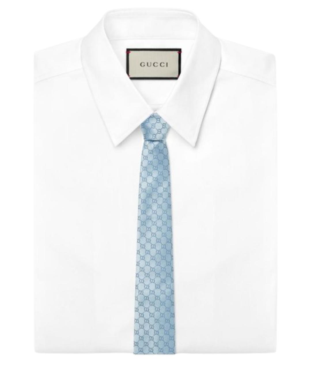 GUCCI Голубой шелковый галстук, фото 2