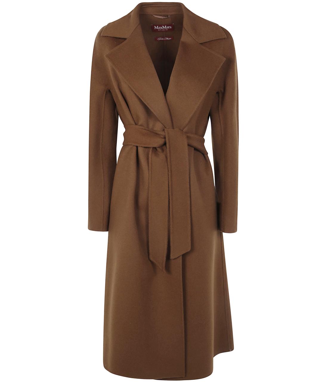 MAX MARA STUDIO Коричневое шерстяное пальто, фото 2