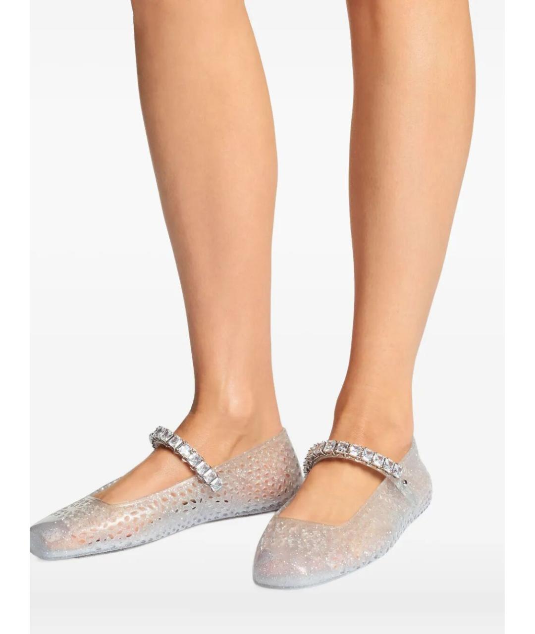 JIMMY CHOO Серебряные резиновые балетки, фото 3