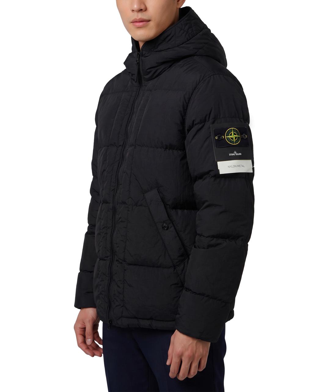 STONE ISLAND Черный полиамидовый пуховик, фото 4