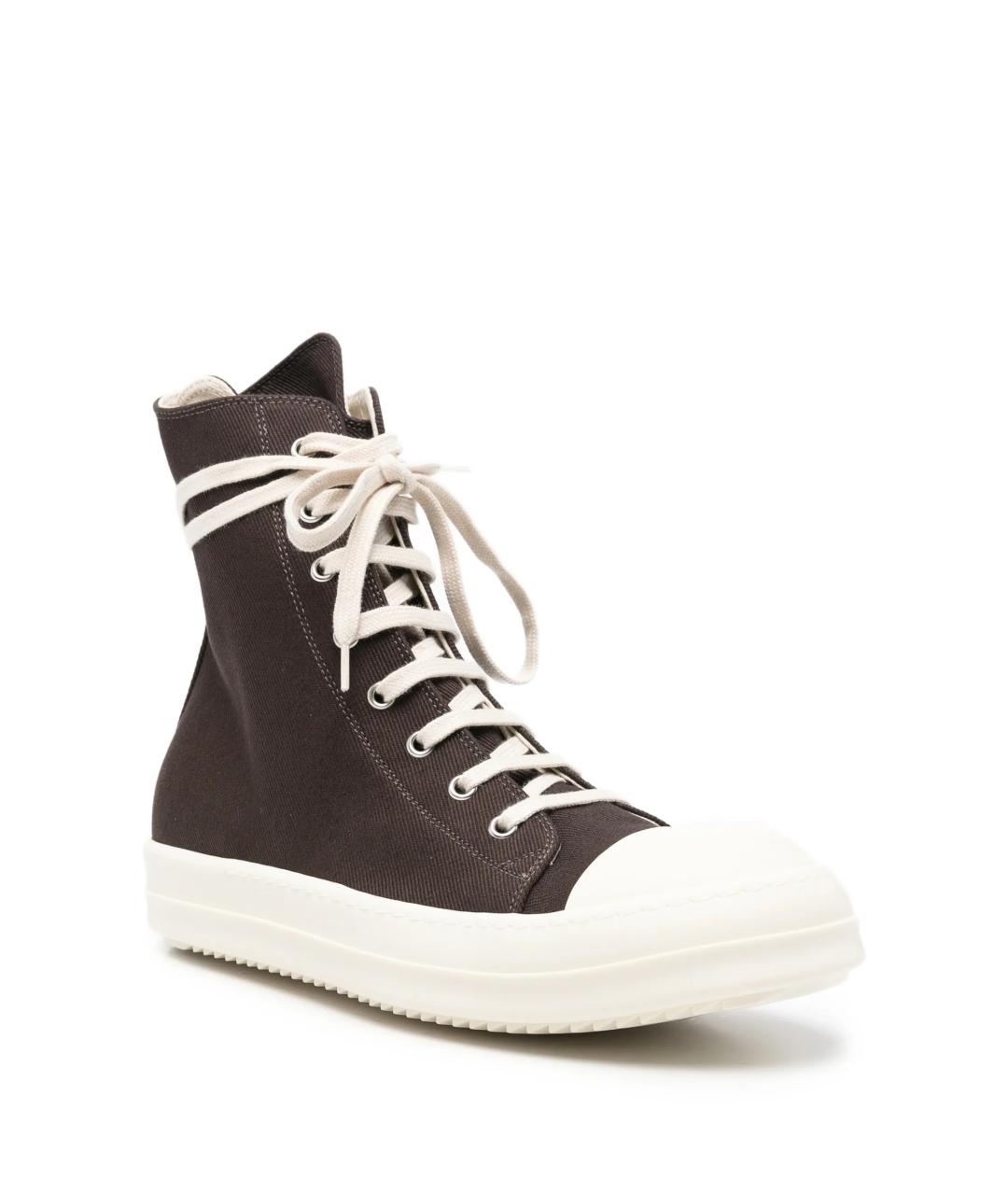 RICK OWENS Коричневые текстильные высокие кроссовки / кеды, фото 2