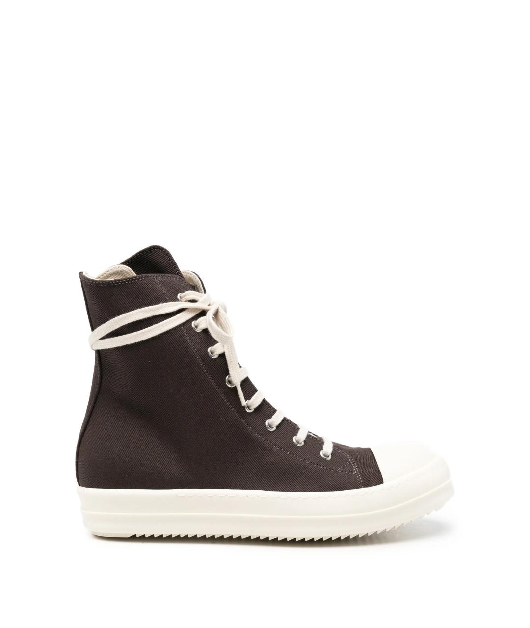 RICK OWENS Коричневые текстильные высокие кроссовки / кеды, фото 1