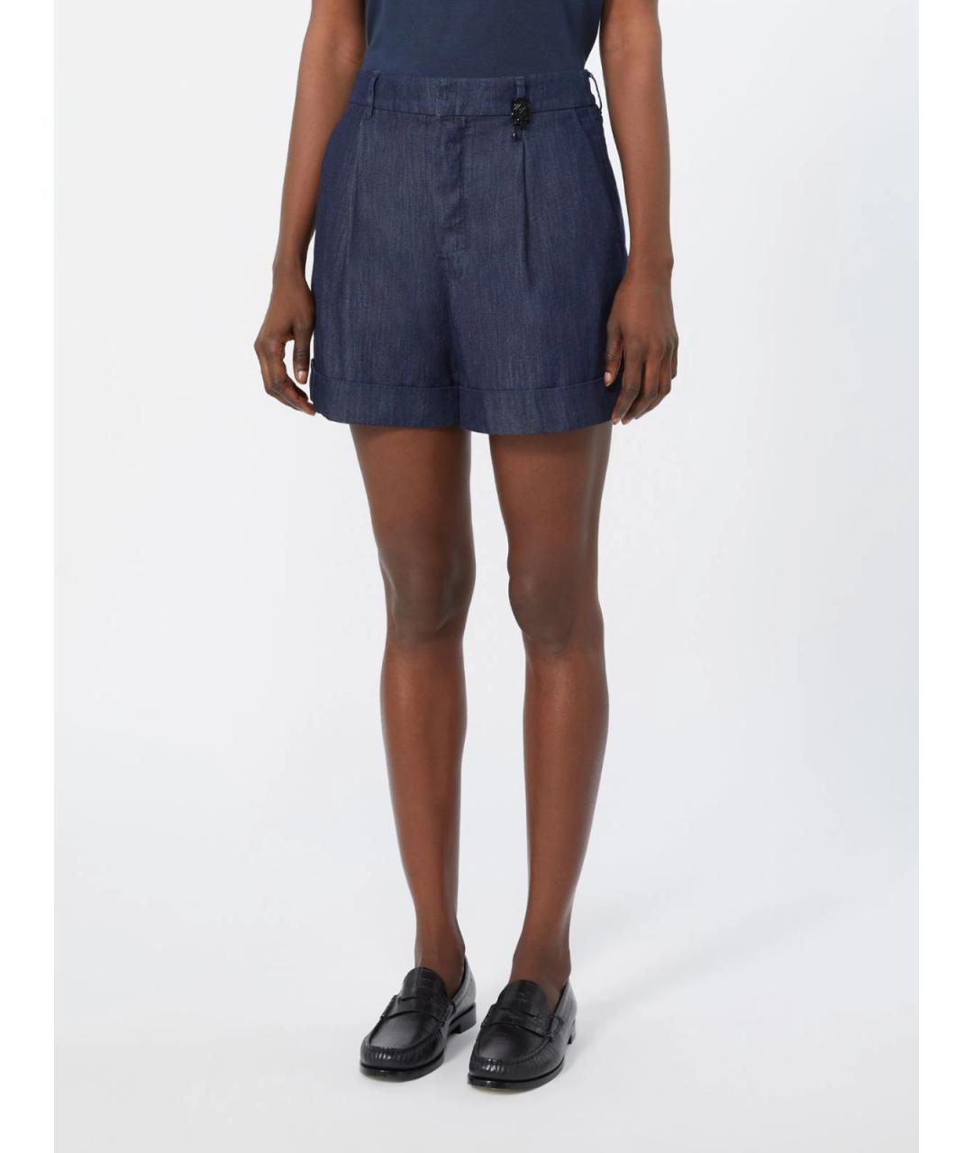 MAX MARA Синие хлопковые шорты, фото 3