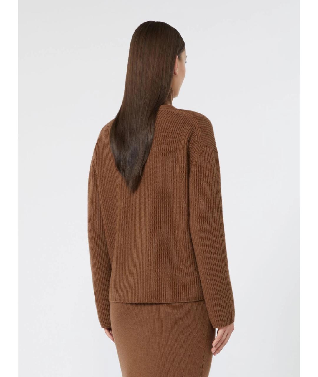 MAX MARA STUDIO Коричневый шерстяной кардиган, фото 4