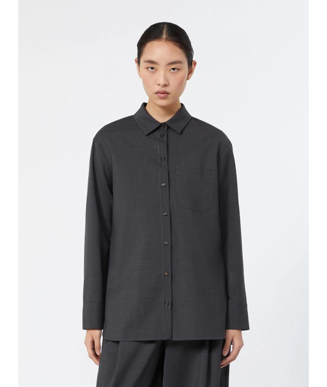 'S MAX MARA Серая шерстяная рубашка, фото 3