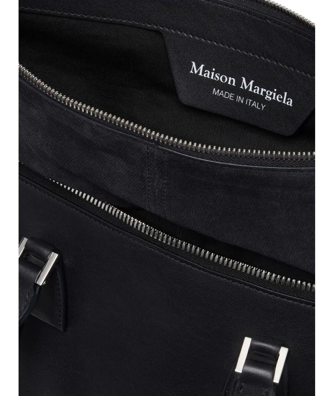 MAISON MARGIELA Черная кожаная сумка тоут, фото 3