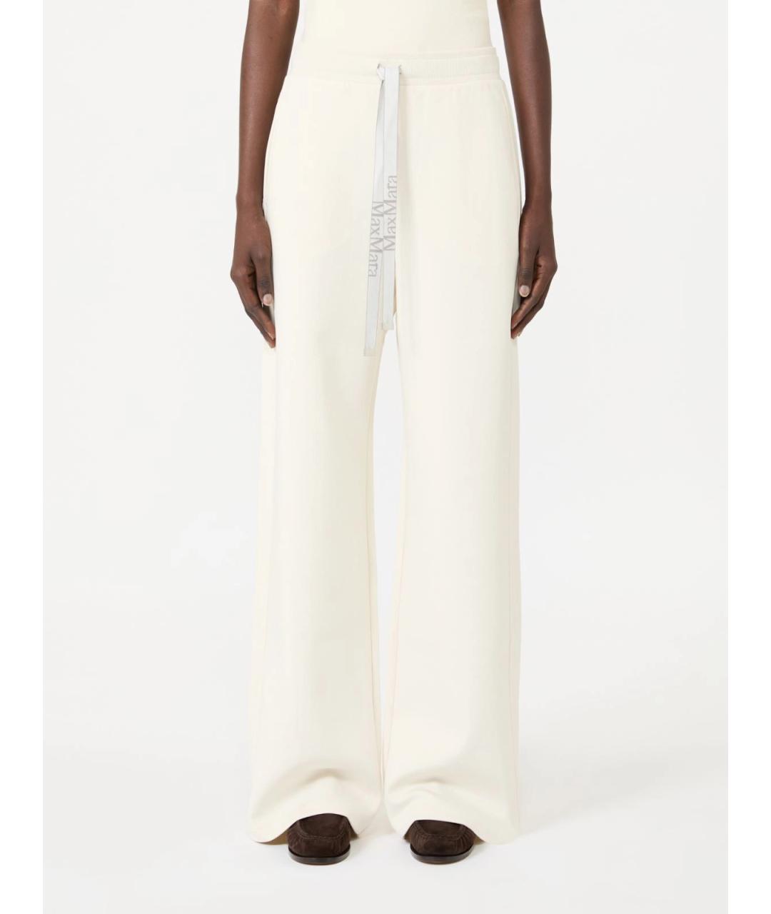 'S MAX MARA Белые хлопковые прямые брюки, фото 3
