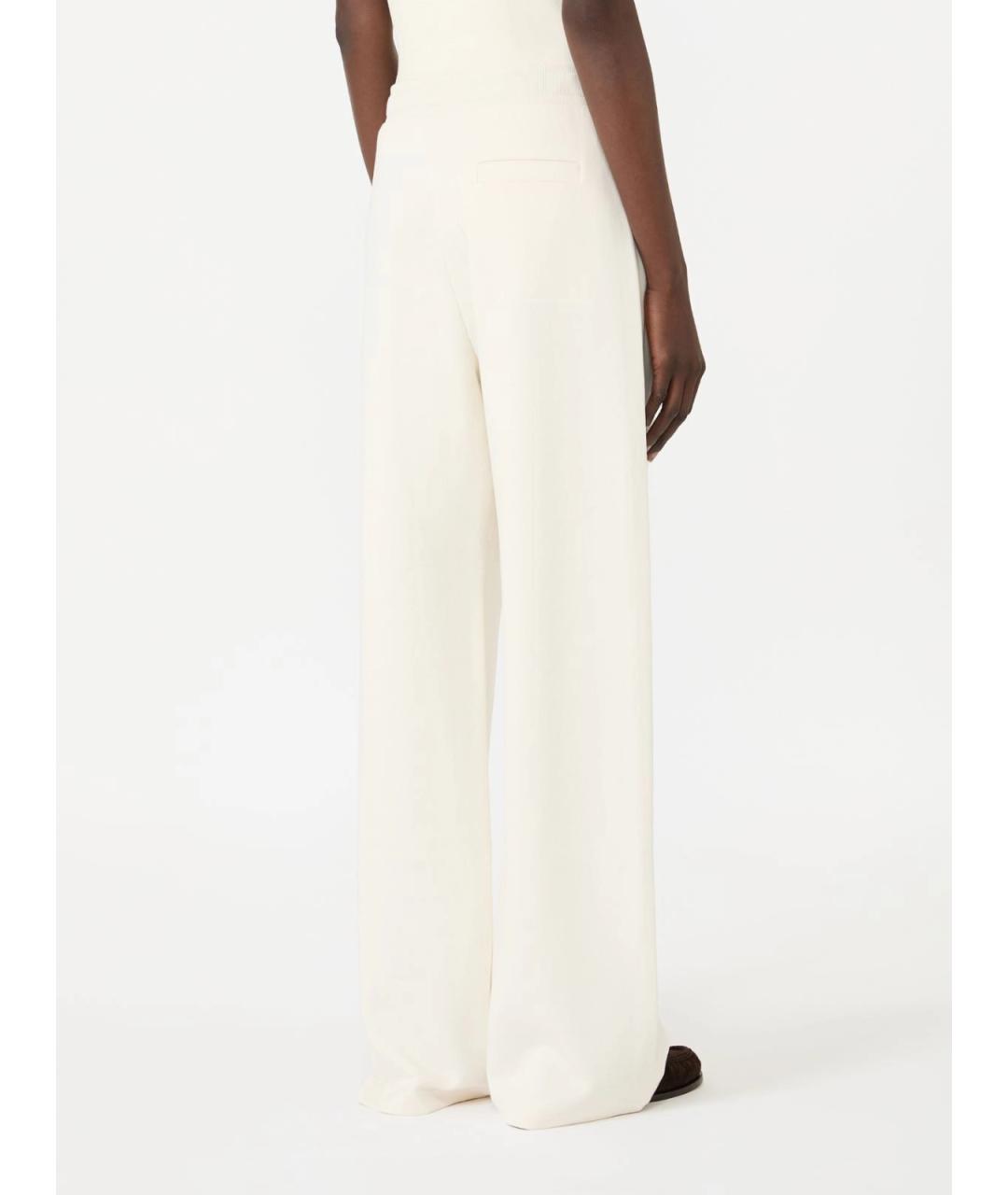 'S MAX MARA Белые хлопковые прямые брюки, фото 4