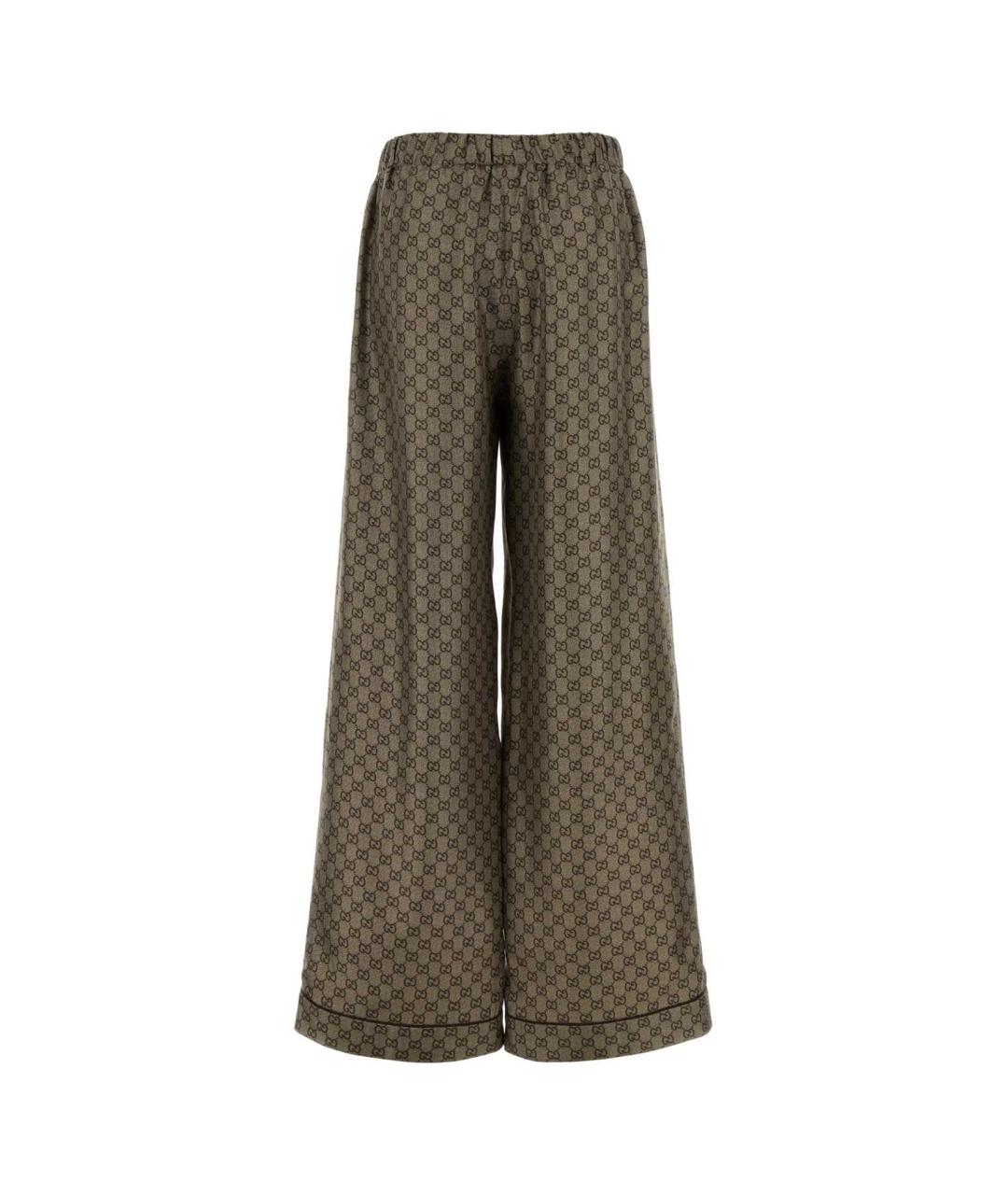 GUCCI Бежевые шелковые брюки широкие, фото 2