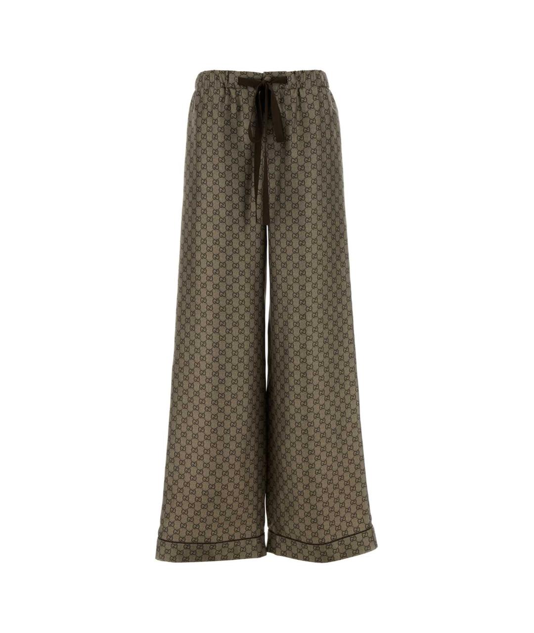 GUCCI Бежевые шелковые брюки широкие, фото 1
