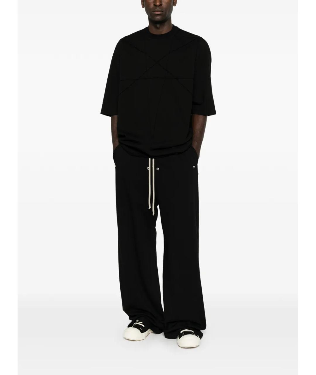 RICK OWENS Черная хлопковая футболка, фото 2