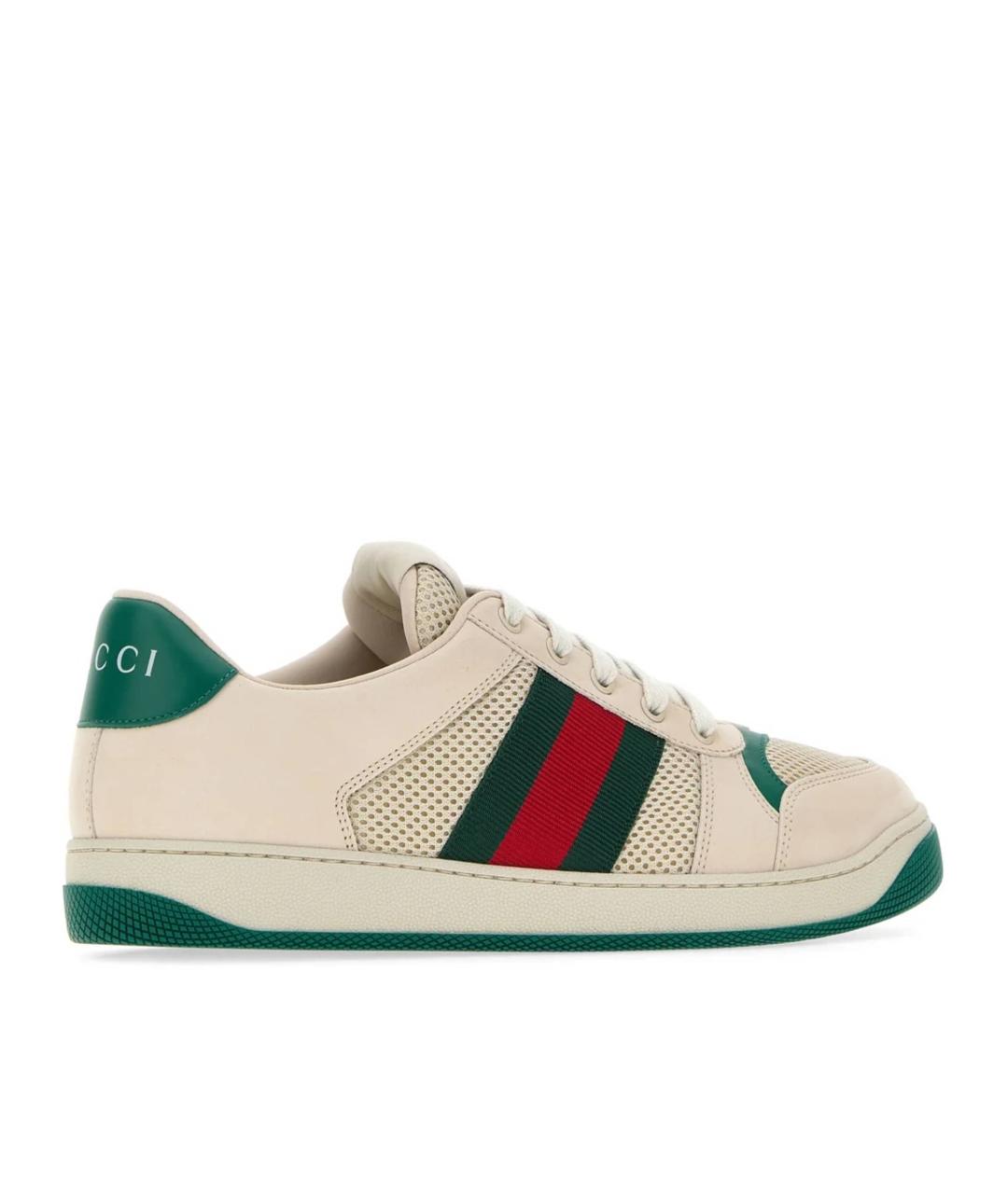 GUCCI Белые кожаные низкие кроссовки / кеды, фото 3