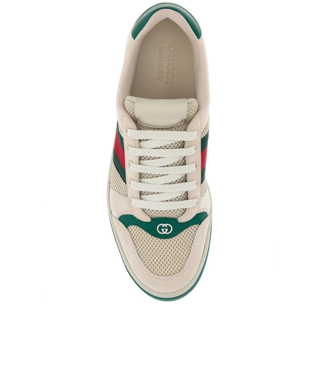 GUCCI Белые кожаные низкие кроссовки / кеды, фото 4
