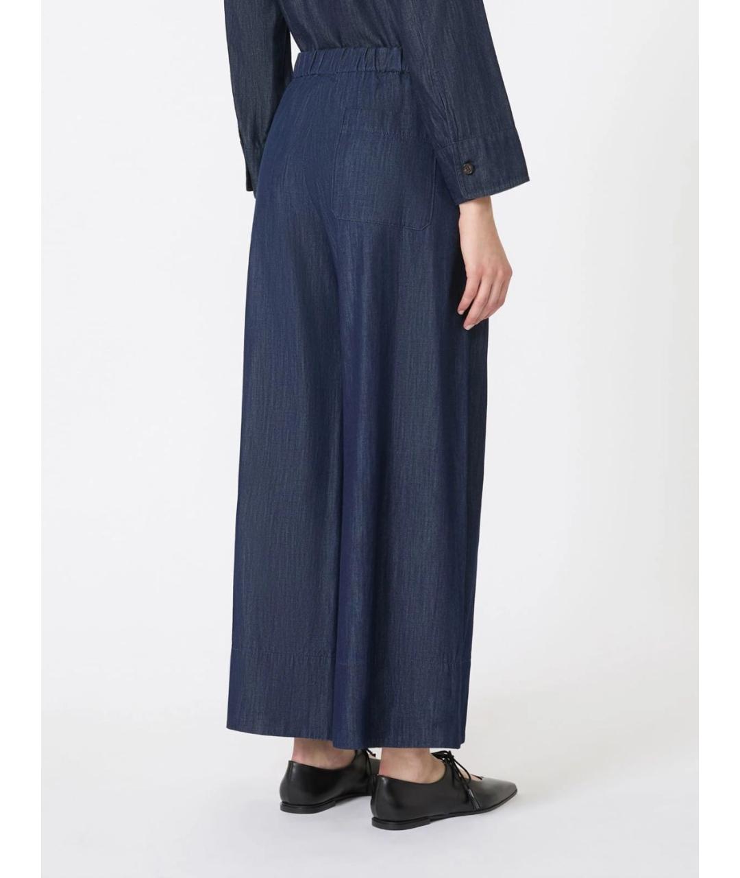 MAX MARA Синие хлопковые прямые брюки, фото 4