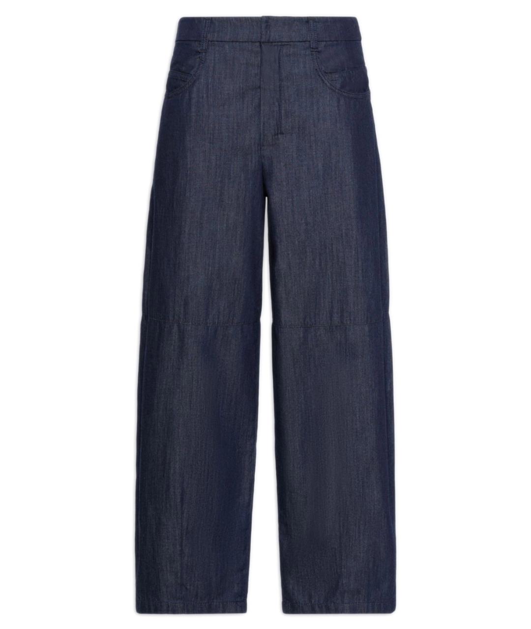 MAX MARA Синие хлопковые прямые брюки, фото 1
