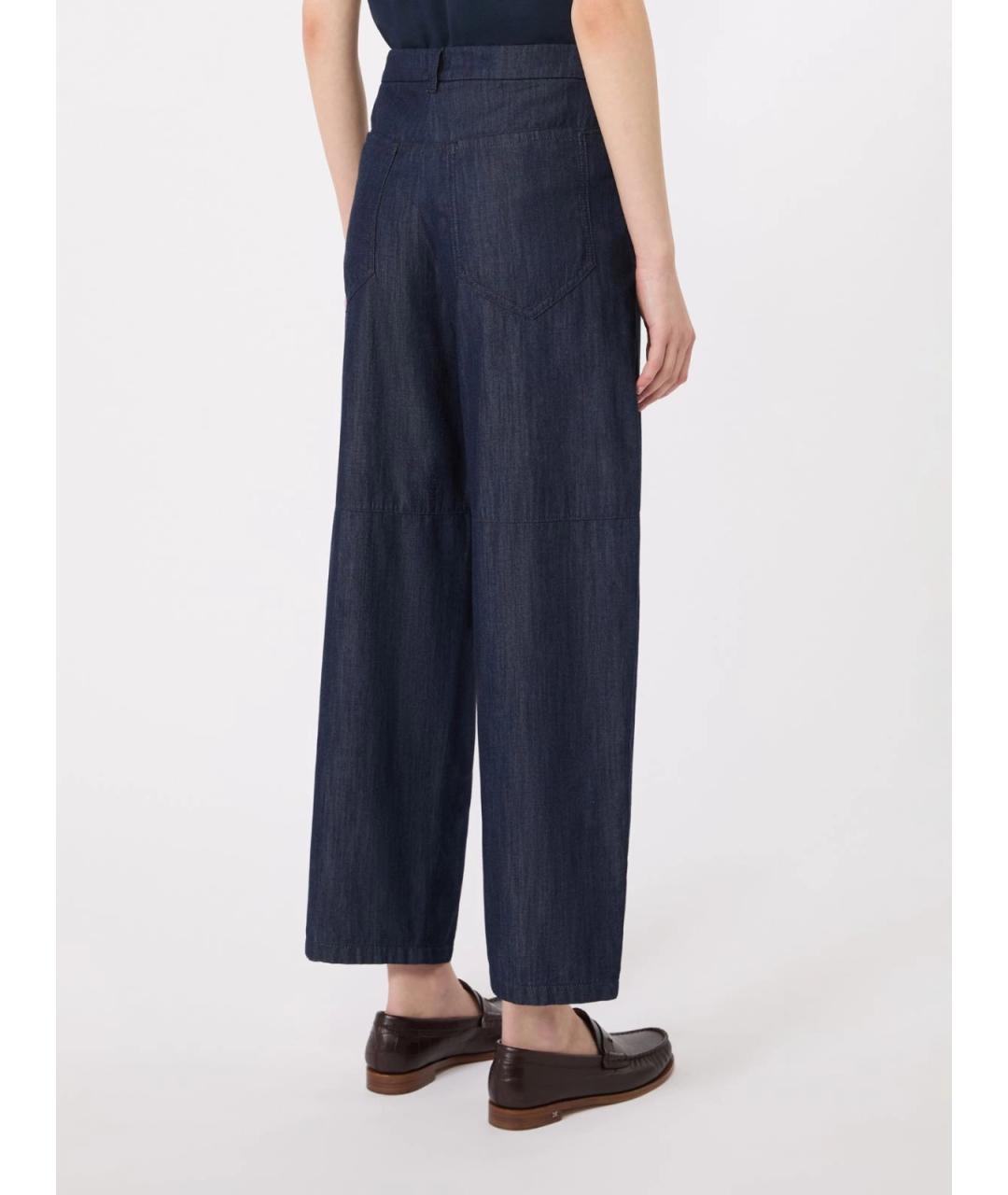 MAX MARA Синие хлопковые прямые брюки, фото 4