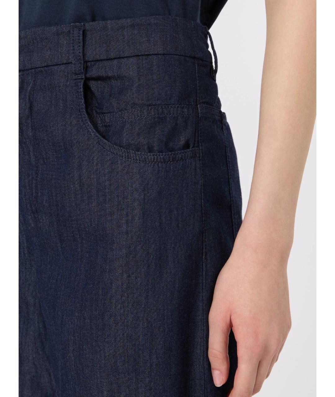 MAX MARA Синие хлопковые прямые брюки, фото 5