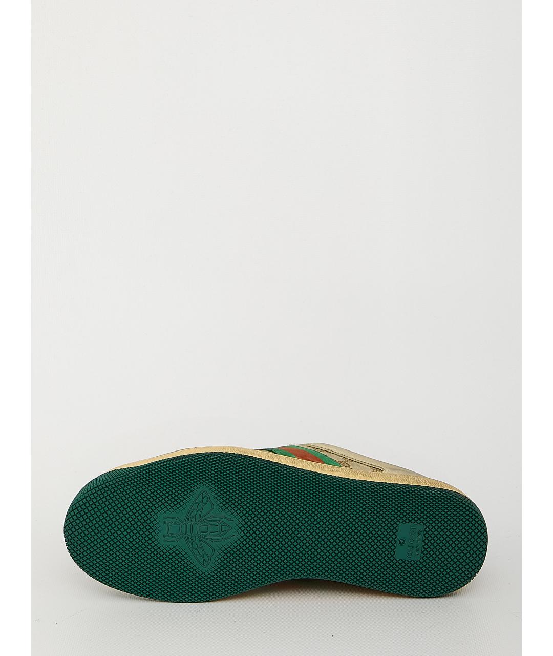 GUCCI Бежевые кожаные кроссовки, фото 4