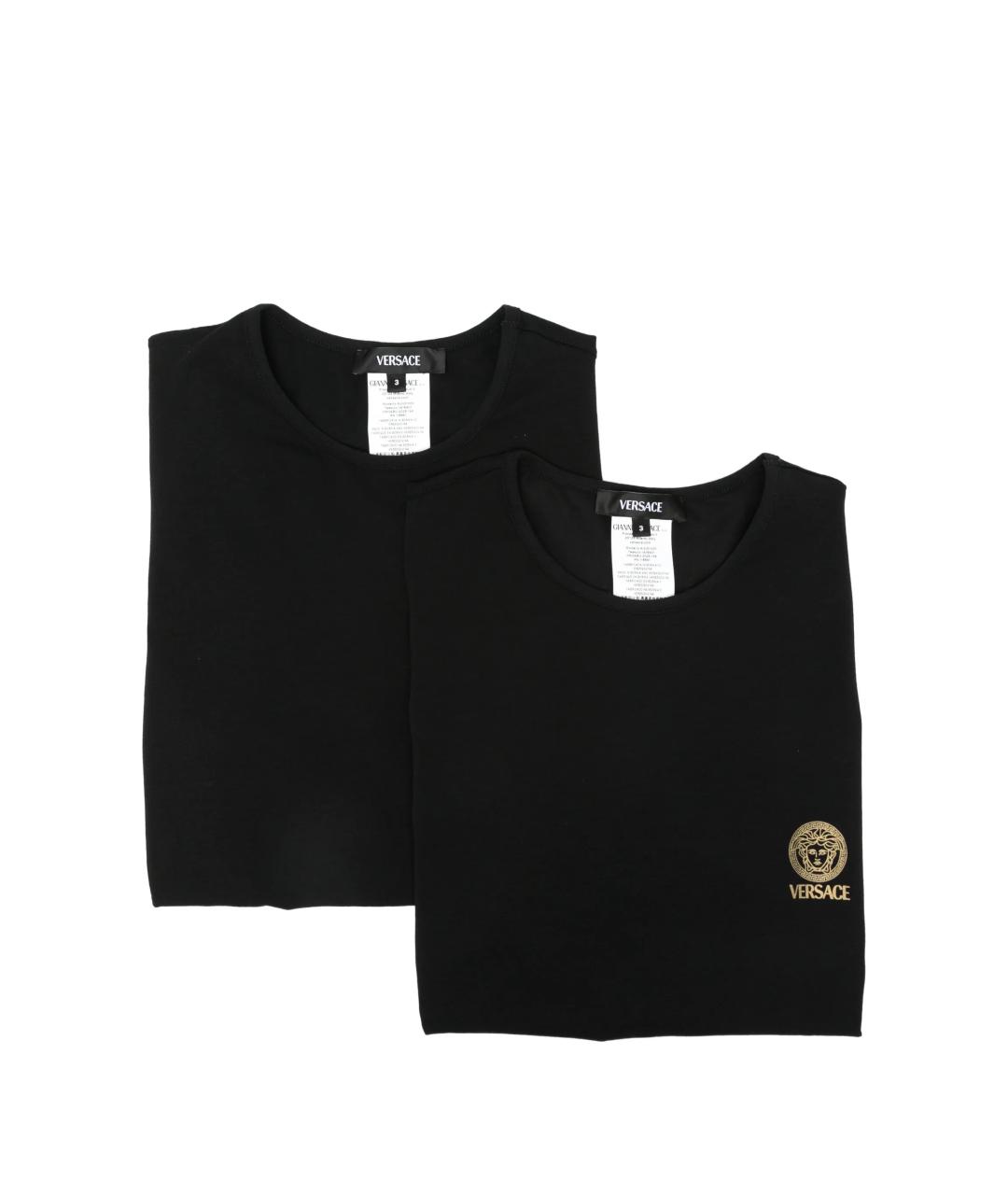VERSACE Черная хлопко-эластановая футболка, фото 1