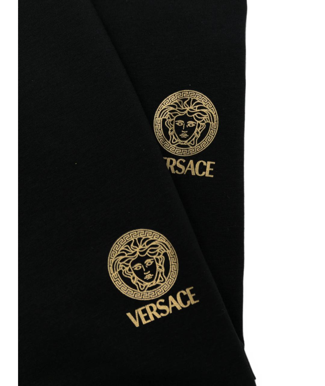 VERSACE Черная хлопко-эластановая футболка, фото 3