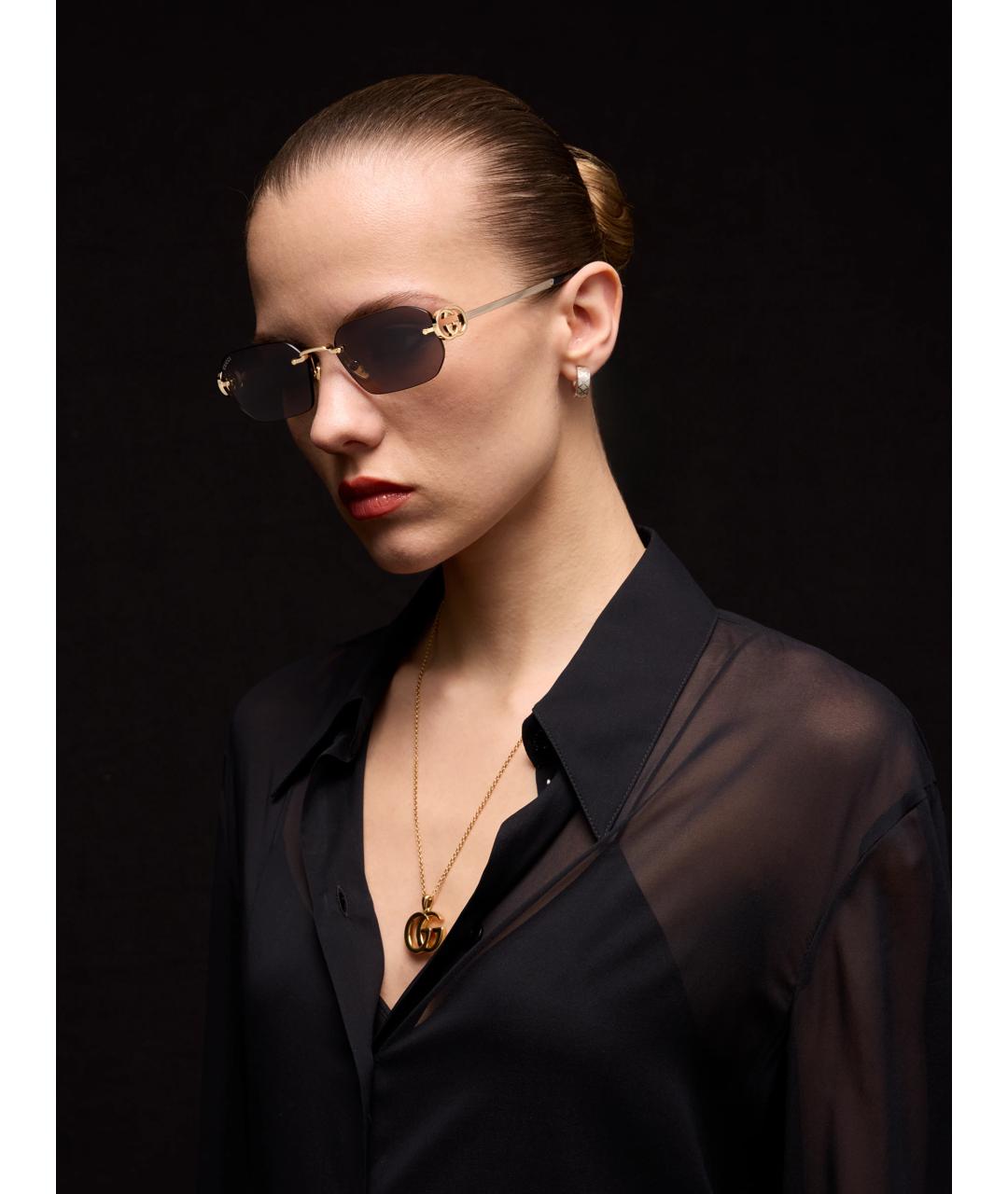 GUCCI Золотые солнцезащитные очки, фото 3