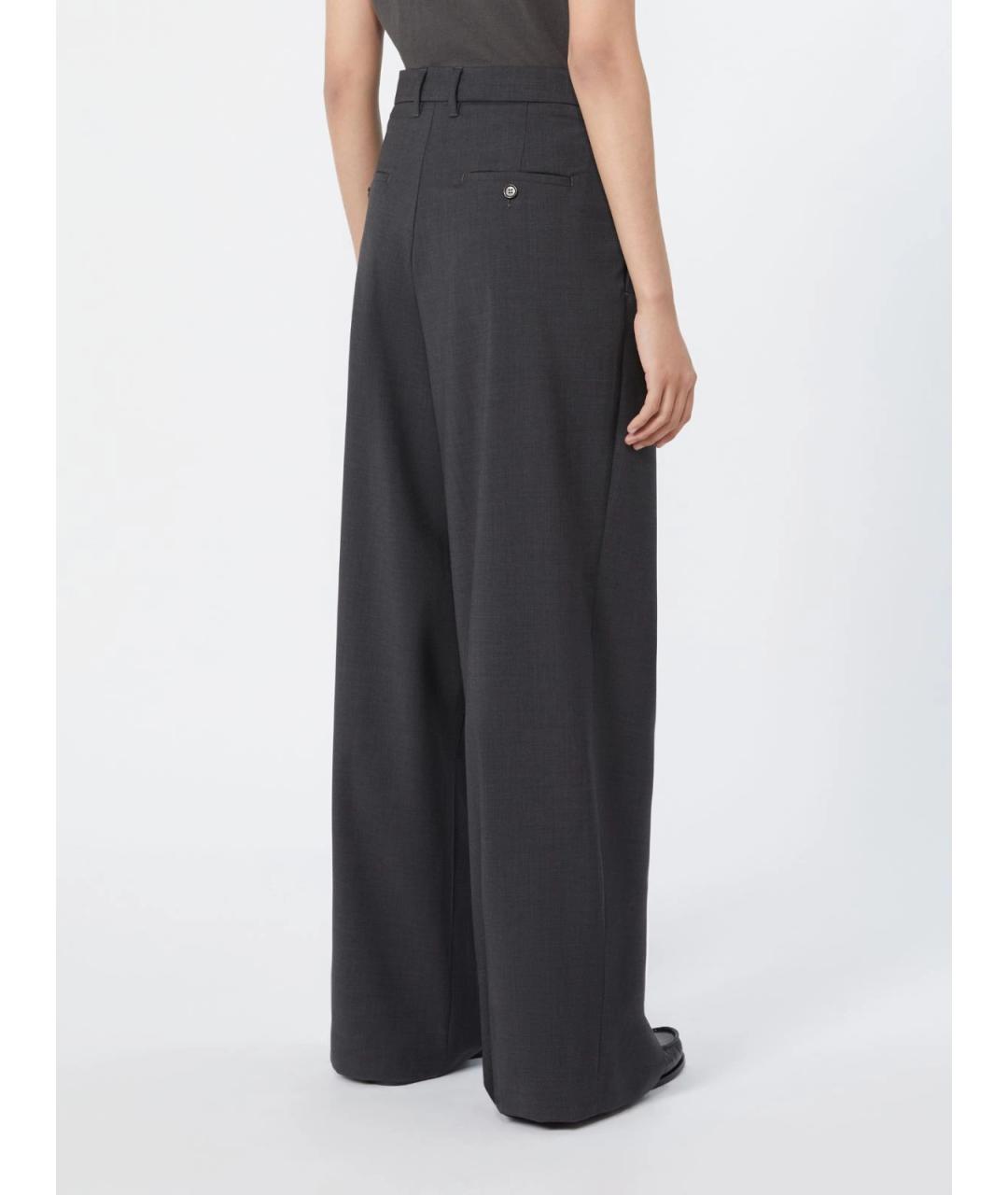 'S MAX MARA Серые шерстяные прямые брюки, фото 4