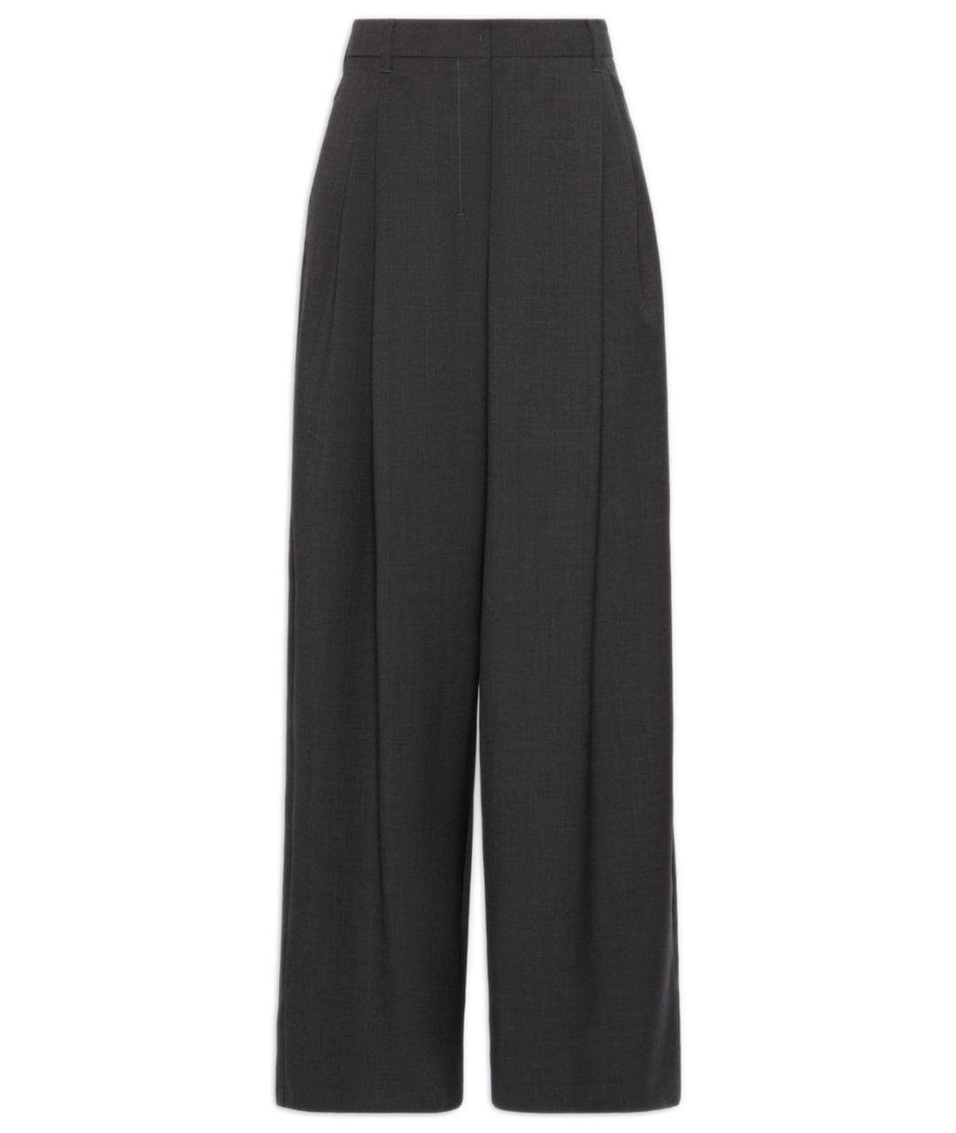 'S MAX MARA Серые шерстяные прямые брюки, фото 1